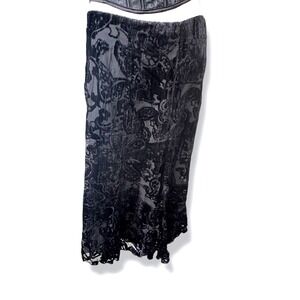 Black Embossed Velvet Floral Skirt Plus Size 1X Goth Whimsigoth Dark Fairy Midi